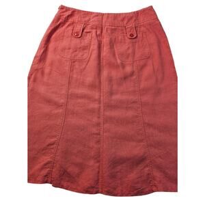 Vintage chicos small midi linen skirt pink summer comfort career teacher casual